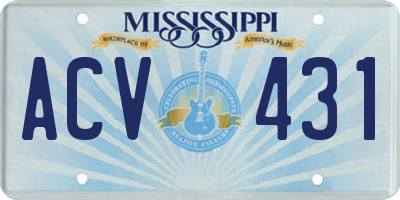 MS license plate ACV431