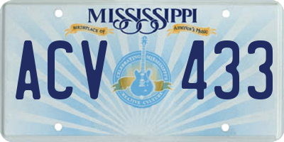 MS license plate ACV433