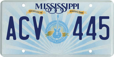 MS license plate ACV445