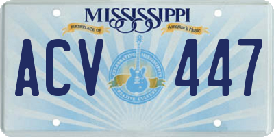 MS license plate ACV447