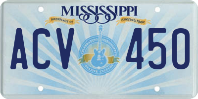 MS license plate ACV450