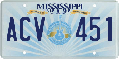 MS license plate ACV451