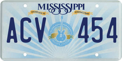 MS license plate ACV454
