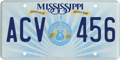 MS license plate ACV456