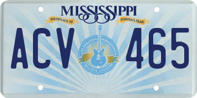 MS license plate ACV465