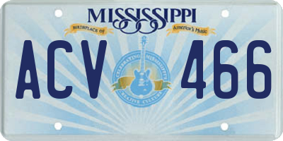 MS license plate ACV466