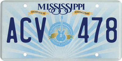 MS license plate ACV478