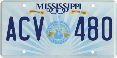MS license plate ACV480