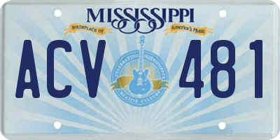 MS license plate ACV481