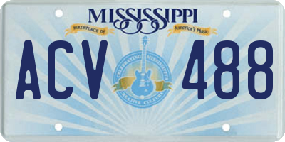 MS license plate ACV488