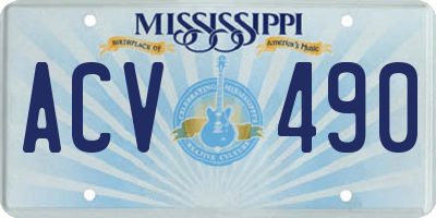 MS license plate ACV490
