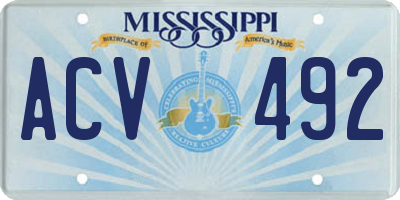 MS license plate ACV492