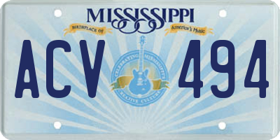 MS license plate ACV494