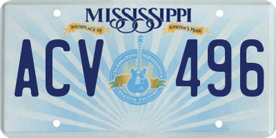 MS license plate ACV496