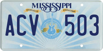 MS license plate ACV503