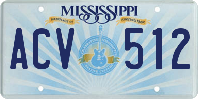 MS license plate ACV512