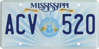 MS license plate ACV520