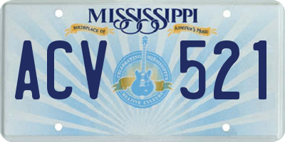 MS license plate ACV521