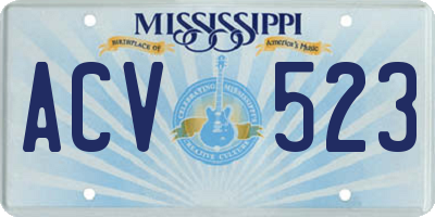 MS license plate ACV523