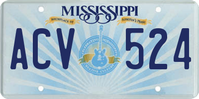 MS license plate ACV524