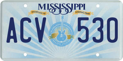 MS license plate ACV530