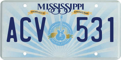 MS license plate ACV531