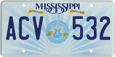 MS license plate ACV532