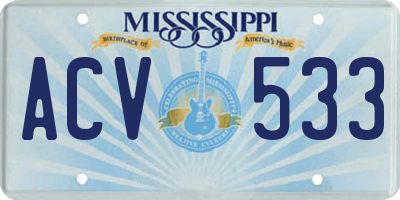 MS license plate ACV533