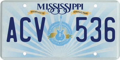 MS license plate ACV536