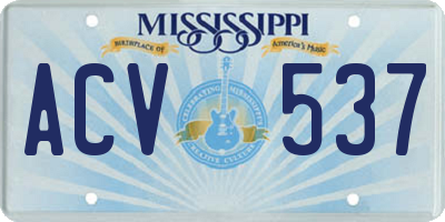 MS license plate ACV537