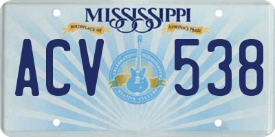 MS license plate ACV538