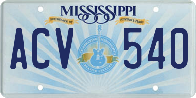 MS license plate ACV540