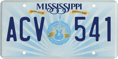 MS license plate ACV541