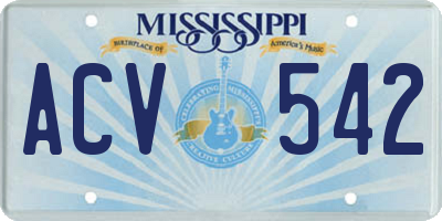 MS license plate ACV542