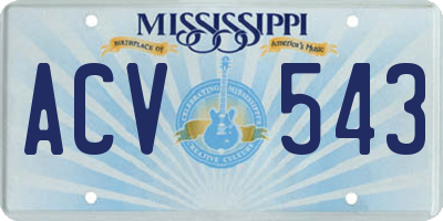 MS license plate ACV543