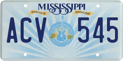 MS license plate ACV545