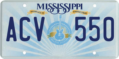 MS license plate ACV550