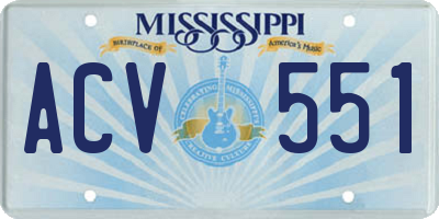 MS license plate ACV551