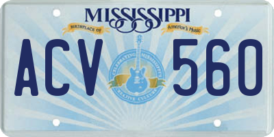 MS license plate ACV560