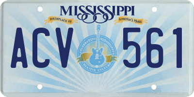 MS license plate ACV561