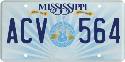 MS license plate ACV564