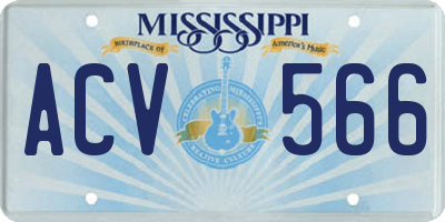 MS license plate ACV566