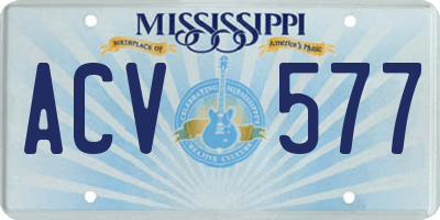 MS license plate ACV577