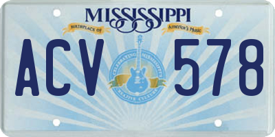 MS license plate ACV578