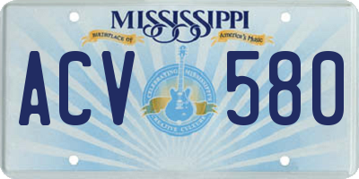 MS license plate ACV580