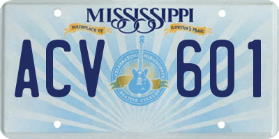 MS license plate ACV601