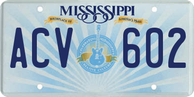 MS license plate ACV602