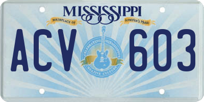 MS license plate ACV603