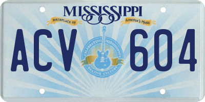 MS license plate ACV604