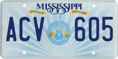 MS license plate ACV605